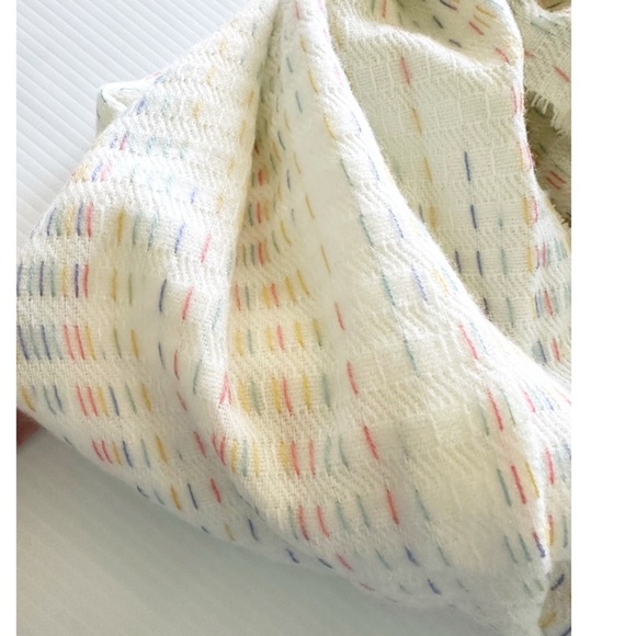 Christopher & Banks Infinity Scarf Colorful Stitching Pattern White Pink Yellow - Picture 3 of 8